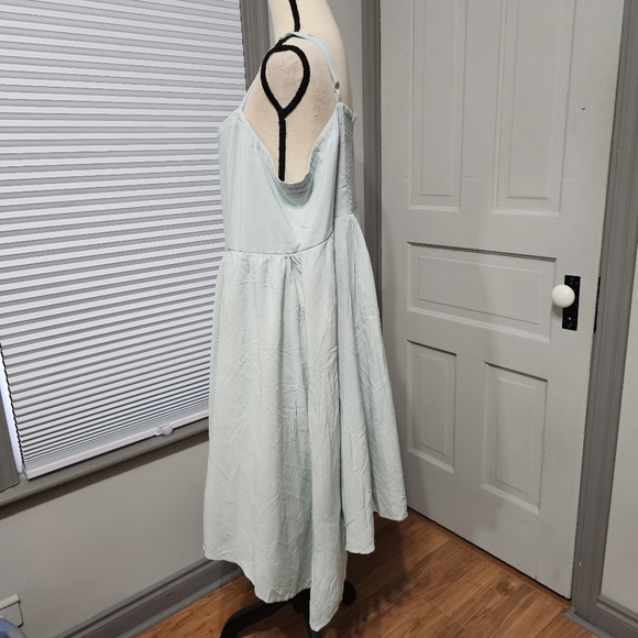 Torrid Mint Blue Challis Sharkbite Skater Dress - Picture 4 of 8